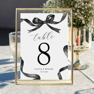 Black Bow Wedding Seating Table Number