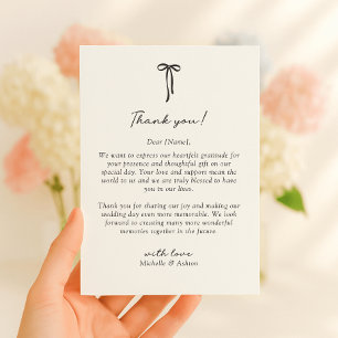 Black Bow, wedding thank you card