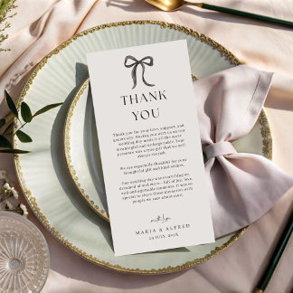 Black Bow Wedding Thank You Card QR Code