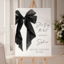 Black Bow Welcome Sign,EDITABLE She is tying the