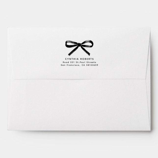 Black Bow Whimsical Modern Elegant Retro Chic Envelope (Back (Top Flap))