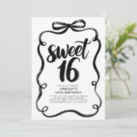 Black Bow Whimsical Sweet 16th Birthday