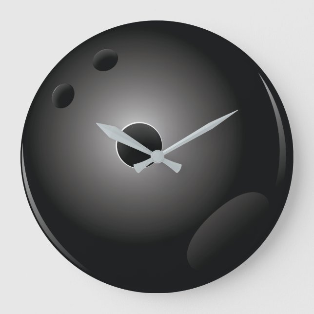 Black Bowling Ball Bowler Large Clock (Front)