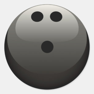 BLACK BOWLING BALL CLASSIC ROUND STICKER