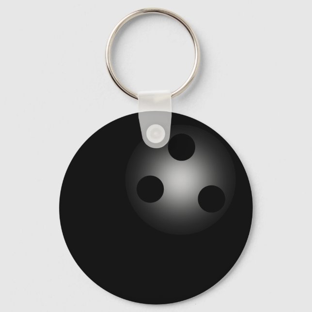 Black Bowling Ball Plain Simple Key Chain (Front)