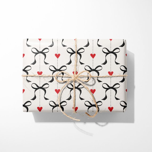 Black Bows & Hearts Wrapping Paper (Creator Uploaded)