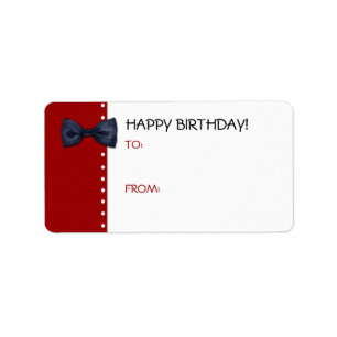 Black BowTie Birthday Gift Tag Label