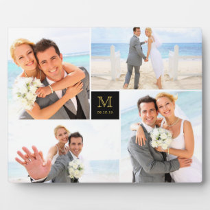 Black Box Timeless Monogram Wedding Photo Easel Plaque