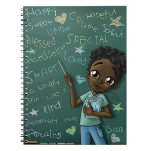 Black Boy and Positive Words Notebook