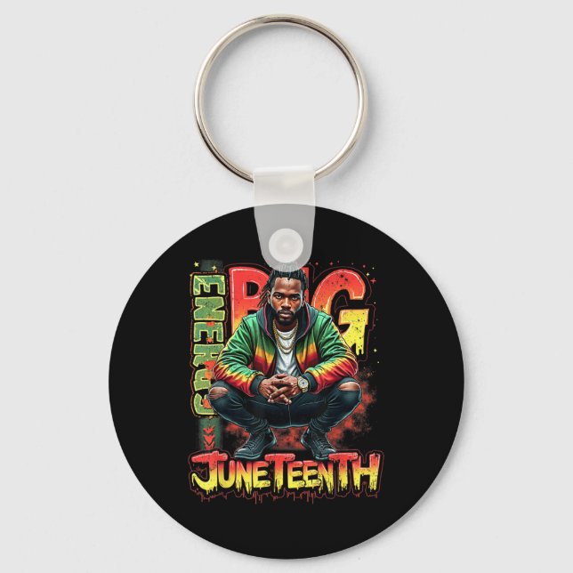 Black Boy Big Juneteenth Energy Pride Freedom Desi Keychain (Front)