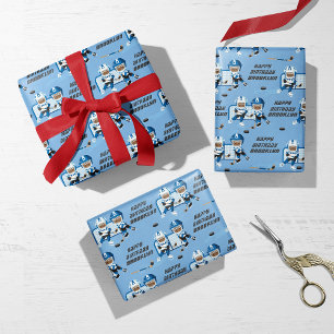 Black Boy Hockey Personalized Wrapping Paper Sheet