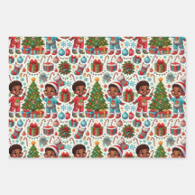 Black Boy Holiday Joy Gift Wrapping