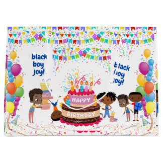 Black Boy Joy Birthday Large Gift Bag