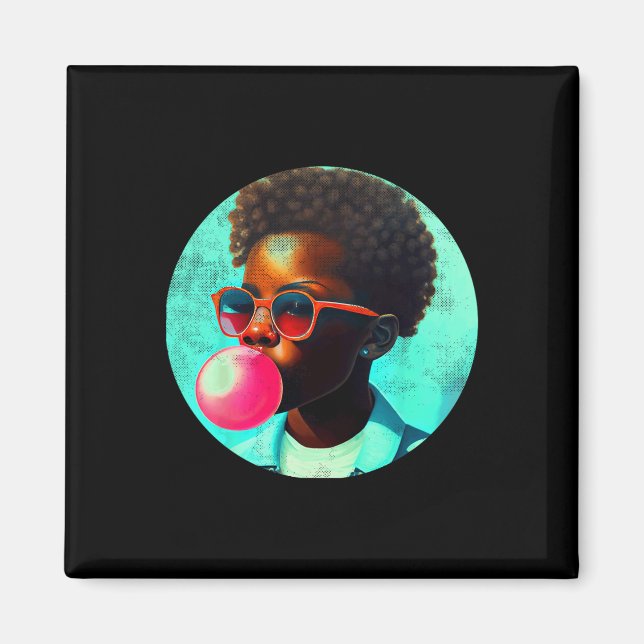 Black Boy Joy Bubble Gum Fun African Melanin Princ Magnet (Front)