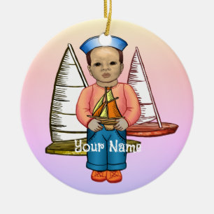 Black Boy Sailor Ceramic Ornament