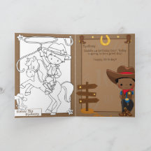 Black Boys Cowboy Colouring Page Happy Birthday