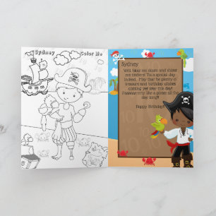Black Boys Pirate Captain Colour Me Happy Birthday Card