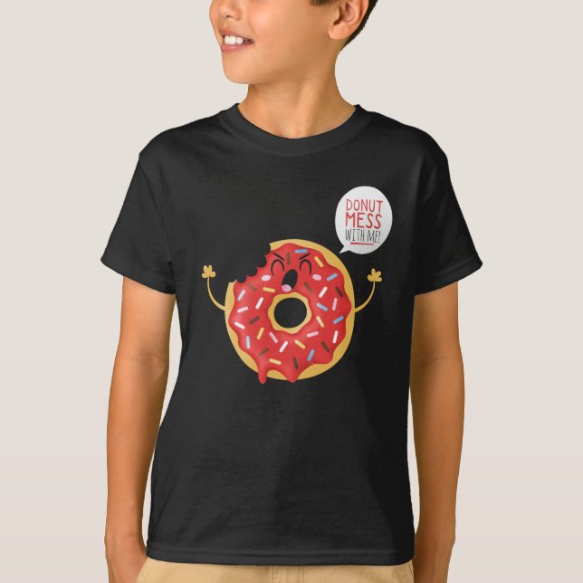 Black Boys tShirt Cool Doughnut Skate Fun (Front)
