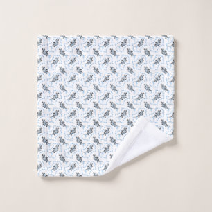 Black branch pattern with berries on white wash cloth