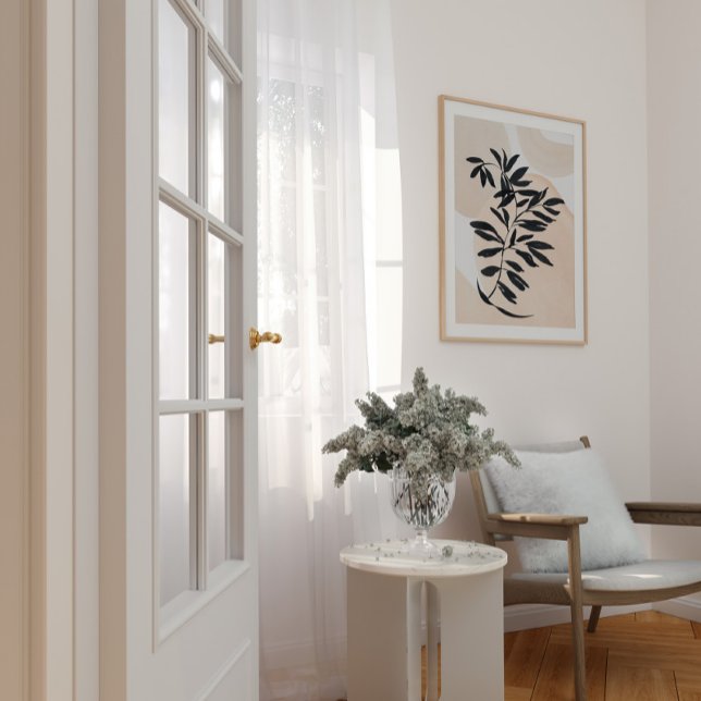 Black branch simple Scandi print on watercolor (Creator Uploaded)