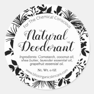 Black Branches on White Deodorant Classic Round Sticker