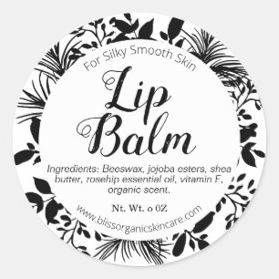 Black Branches on White Lip Balm Classic Round Sticker