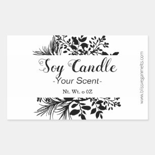 Black Branches On White Scented Soy Wax Candle Sticker