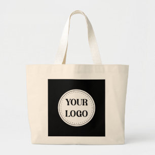 Black Branded Logo   Corporate Business Company Ba Large Tote Bag