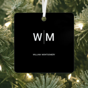 Black Branded Logo Corporate Business Company Metal Ornament