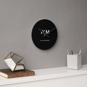 Black Branded Logo Corporate Business Company Round Clock