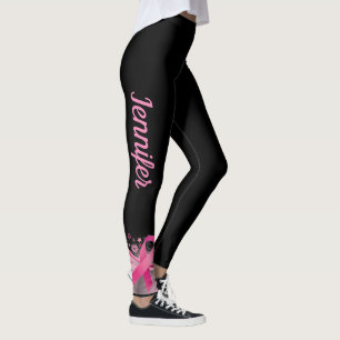 BLACK Breast Cancer Support Ribbon Leggings NAME