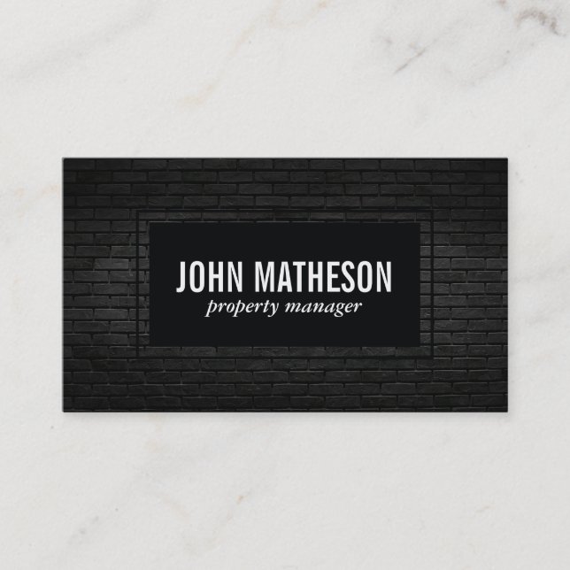 Black Bricks Background Business Card (Front)