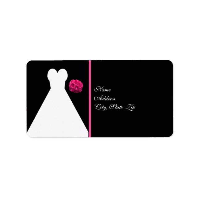Black Bridal Shower Return Address Label (Front)