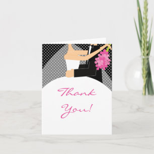 Black Bride & Groom Thank You Note Card