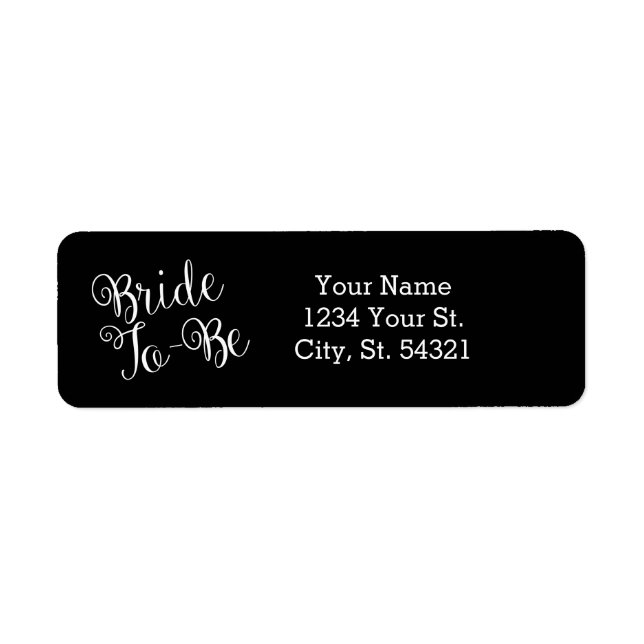 Black Bride to Be Address Labels (Front)