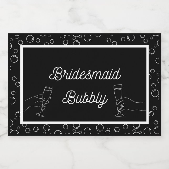 Black Bridesmaid Bubbly Mini Sparkling Wine Lab Label (Single Label)