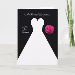 Black Bridesmaid Invitation Card -- Bridal Gown