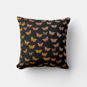 black bright, shiny, butterflies, exclusive throw pillow