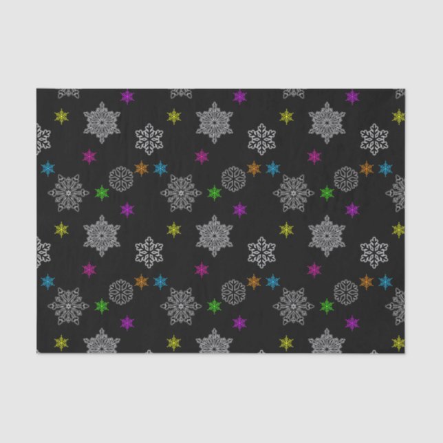 Black & Bright Snowflake Tissue Paper (Front)