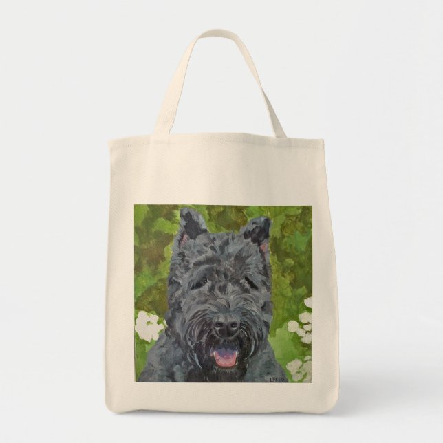 Black Brindle Bouvier Des Flanders Dog Art Tote Bag (Front)