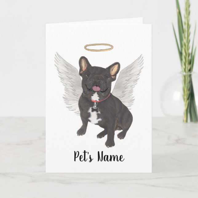 Black Brindle Frenchie Sympathy Memorial Card (Front)