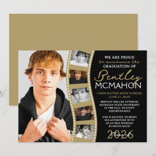 Black & Bronze Photo Filmstrip Grad Announcement