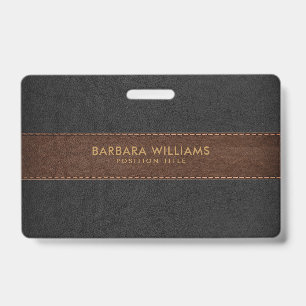 Black & Brow Faux Leather Badge