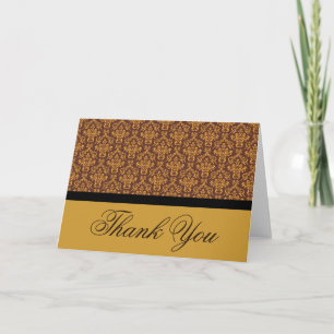 Black Brown and Gold Badge Damask Thank you