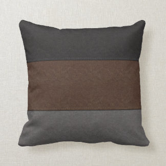 Black Brown and Gray Leather Look Throw Pillow
