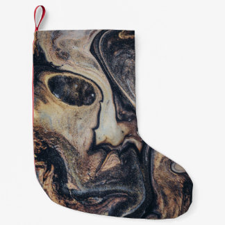 Black, brown, and grey abstract painting small christmas stocking