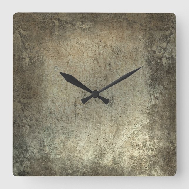 Black, Brown and Taupe Grunge Square Wall Clock (Front)