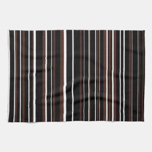 Black, Brown, and White Barcode Stripe Kitchen Towel