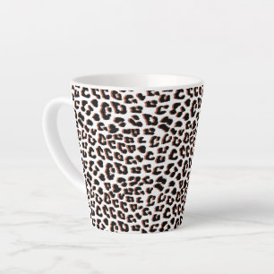 Black Brown and White Leopard Print  Latte Mug