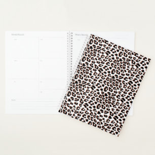 Black Brown and White Leopard Print Planner
